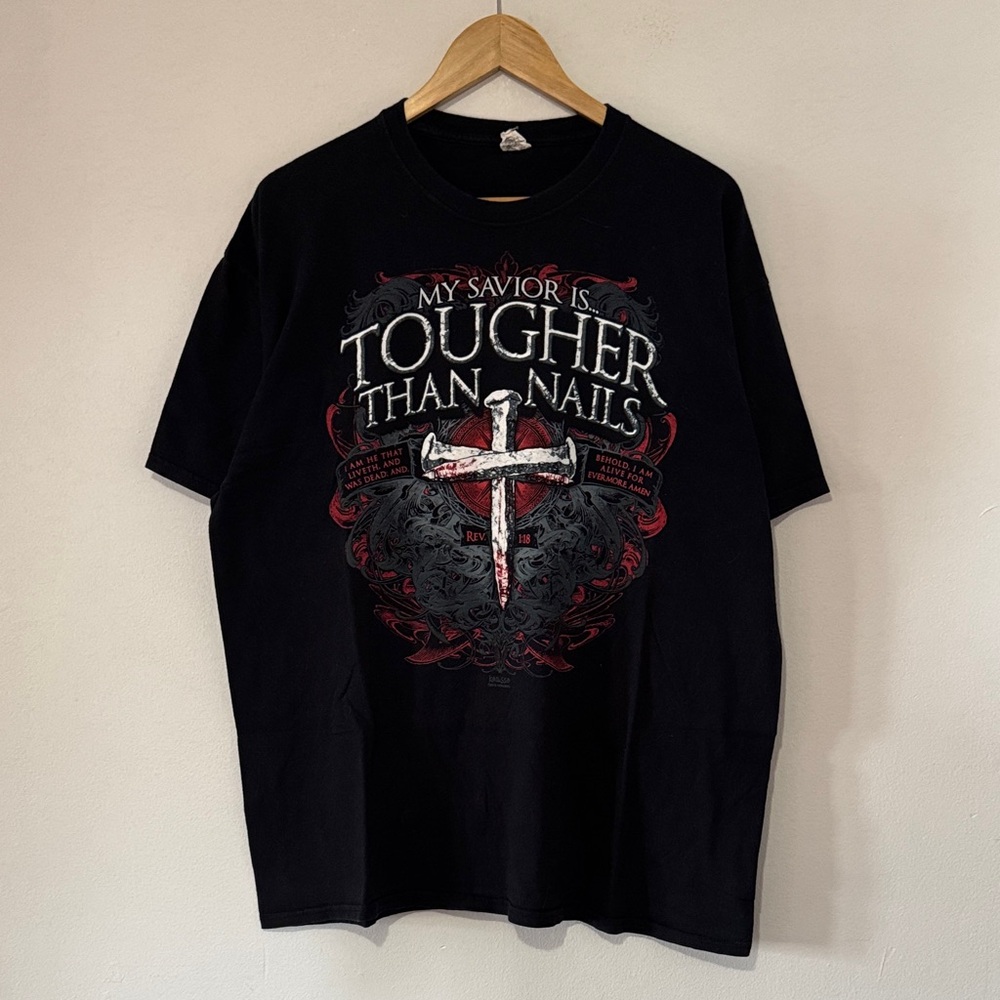 Vintage Tougher Then Nails Religious T-Shirt / XL / Y2K